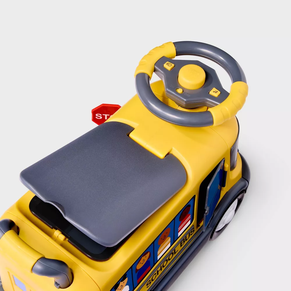Autobus escolar para montar, con luces y 5 canciones, asiento y volante, para niños de 18-36 meses, incluye 3 pilas AA - Imagen 2