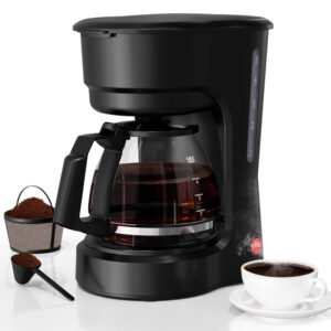 Cafetera Auseo de 5 tazas, rápida, antigoteo, filtro extraíble, jarra de cristal, para hogar y oficina