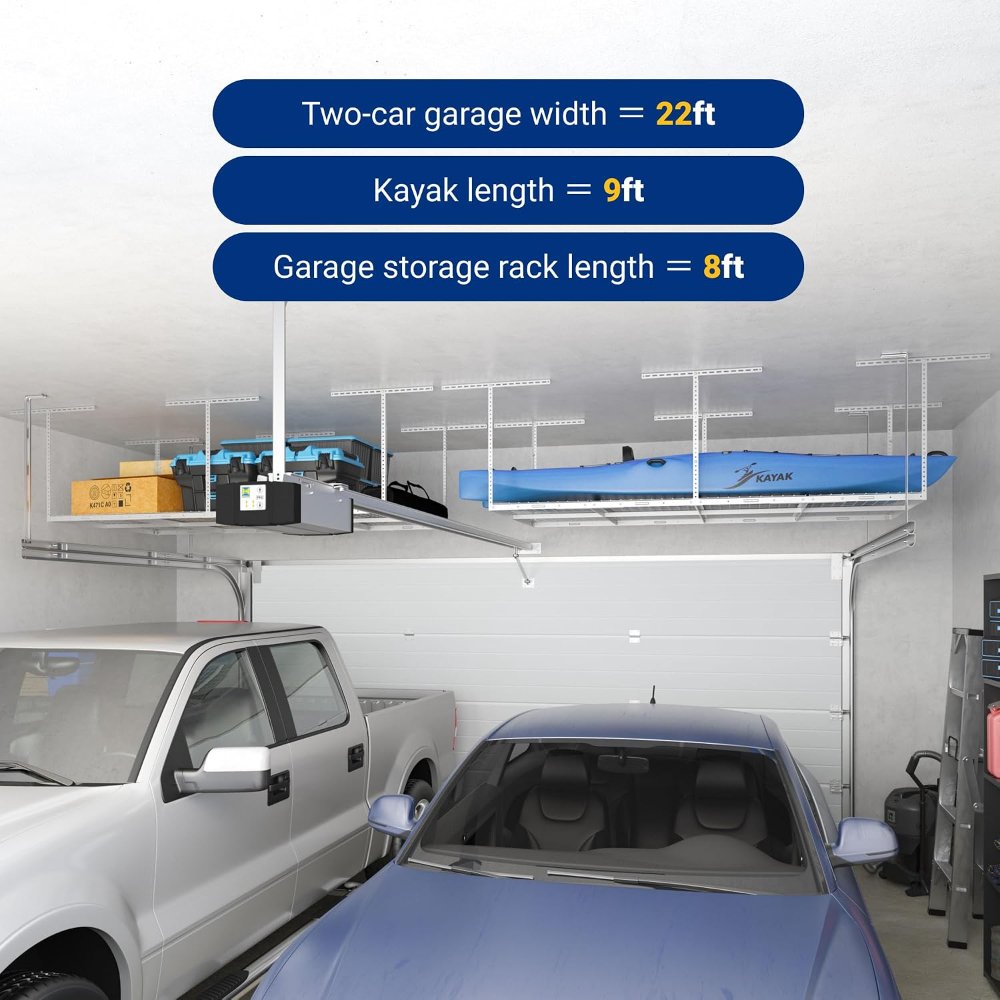 Estantería de techo para garaje, 4x8 pies, acero aleado, para almacenamiento en hogar, fiesta y viajes - Imagen 2