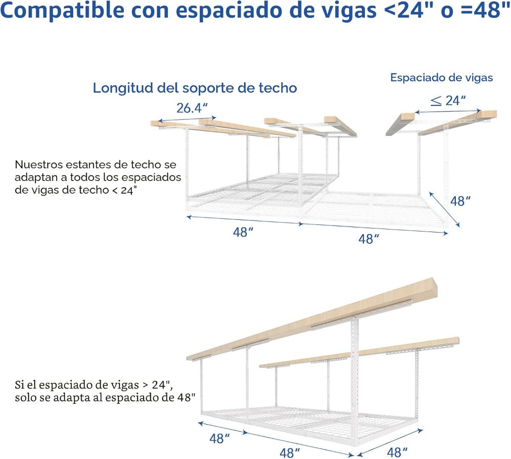 Estantería de techo para garaje, 4x8 pies, acero aleado, para almacenamiento en hogar, fiesta y viajes - Imagen 5