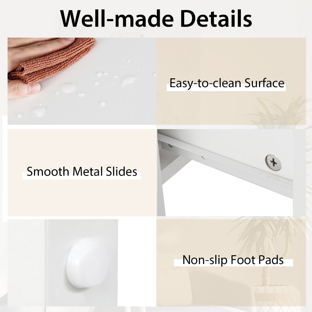Cómoda moderna de 5 cajones multipropósito con tiradores metálicos, blanca, para dormitorio y hogar - Imagen 2