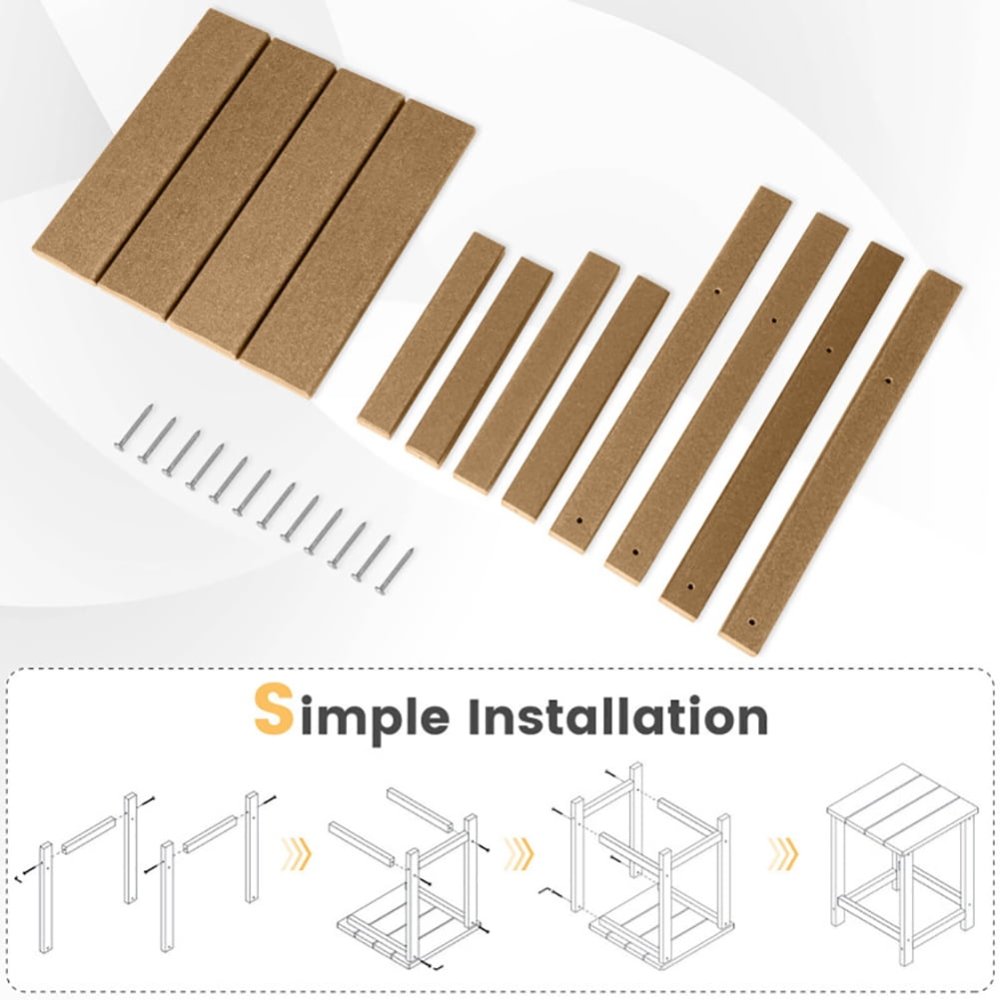 Mesa auxiliar cuadrada para exteriores, de HDPE resistente a la intemperie, bajo mantenimiento, diseño ecológico, para patio, piscina y porche - Imagen 2
