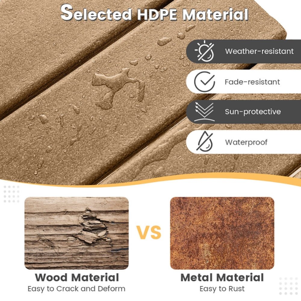 Mesa auxiliar cuadrada para exteriores, de HDPE resistente a la intemperie, bajo mantenimiento, diseño ecológico, para patio, piscina y porche - Imagen 3