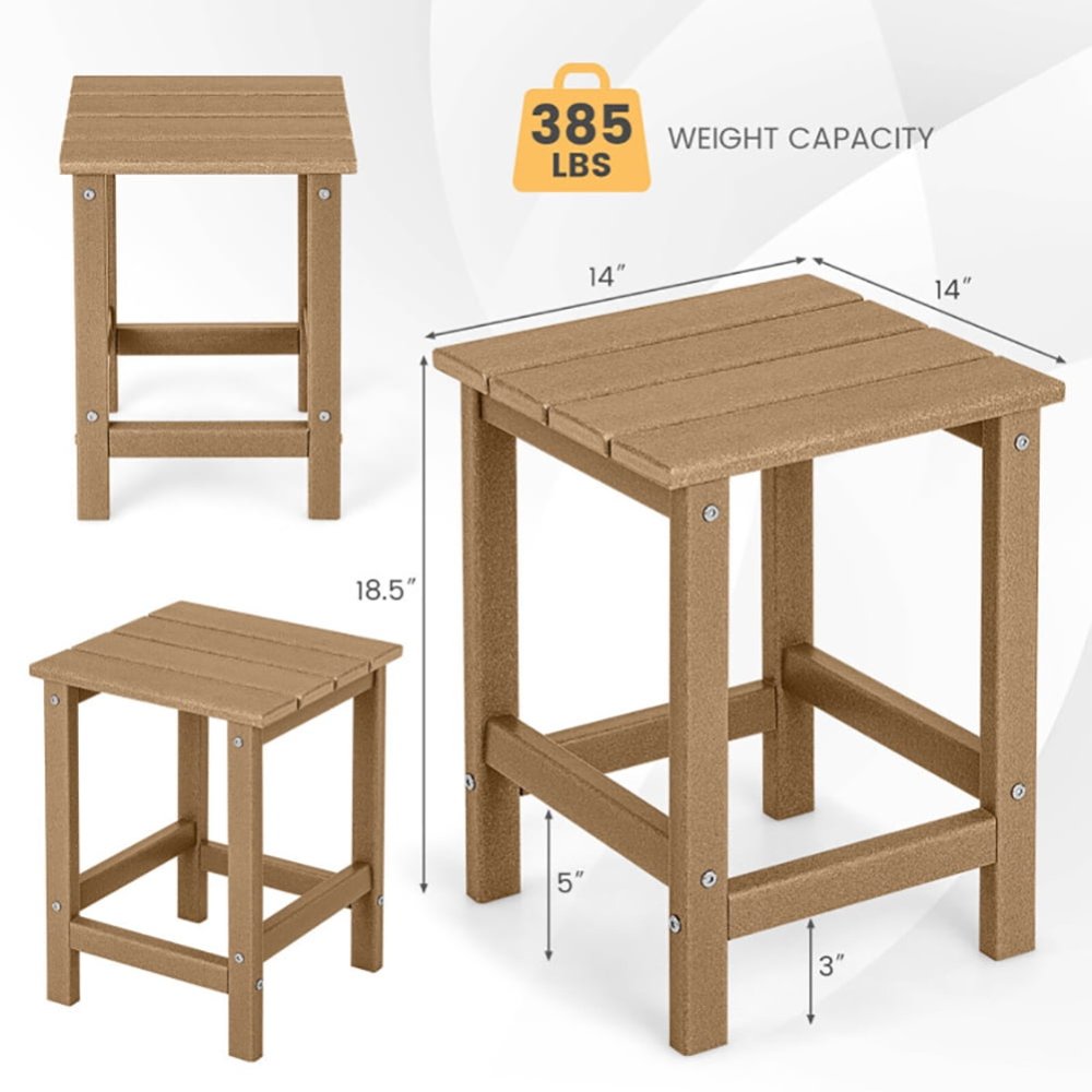 Mesa auxiliar cuadrada para exteriores, de HDPE resistente a la intemperie, bajo mantenimiento, diseño ecológico, para patio, piscina y porche - Imagen 5