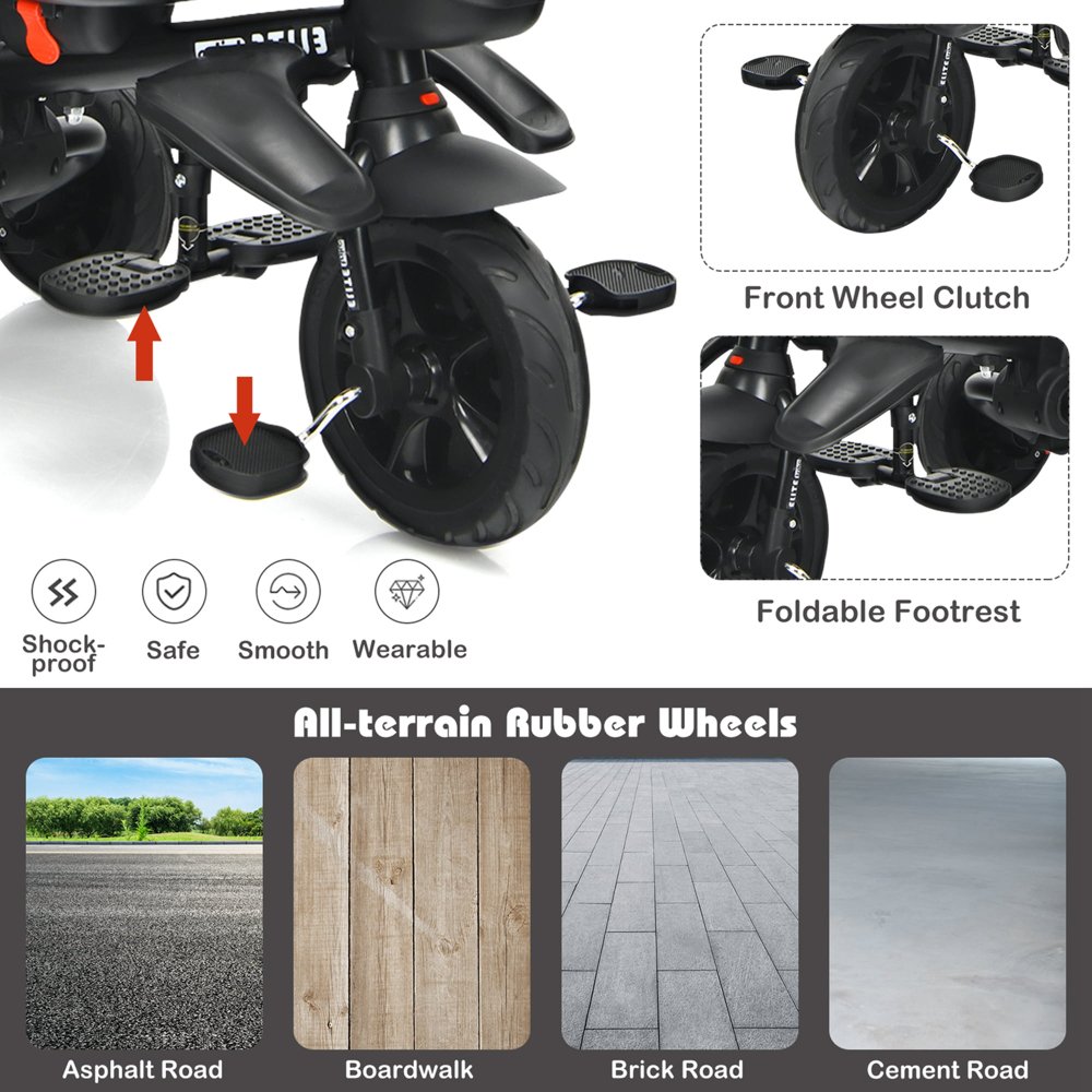 Triciclo para bebé multifuncional 7 en 1, asiento giratorio 360°, plegable, con toldo ajustable, seguridad máxima, para niños de 12 a 50 meses - Imagen 2