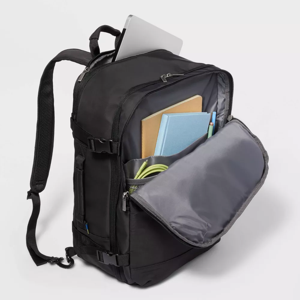 Mochila de viaje 40L con expansión, resistente al agua, para portátil de 15", tejido softside, para hogar y viajes