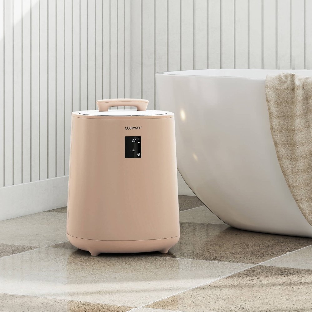 Calentador de toallas de 18L para baño, con pantalla LED y apagado automático, marron, para hogar y fiesta