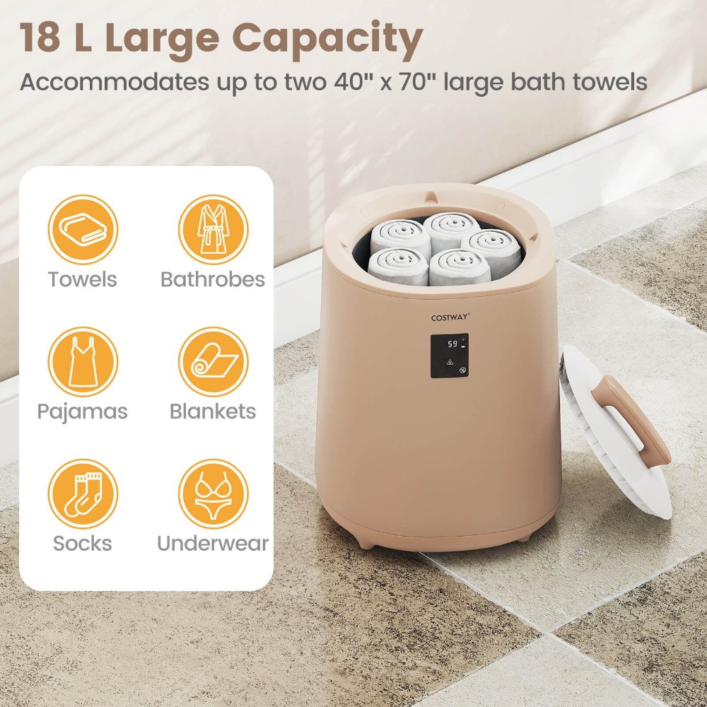 Calentador de toallas de 18L para baño, con pantalla LED y apagado automático, marron, para hogar y fiesta - Imagen 3