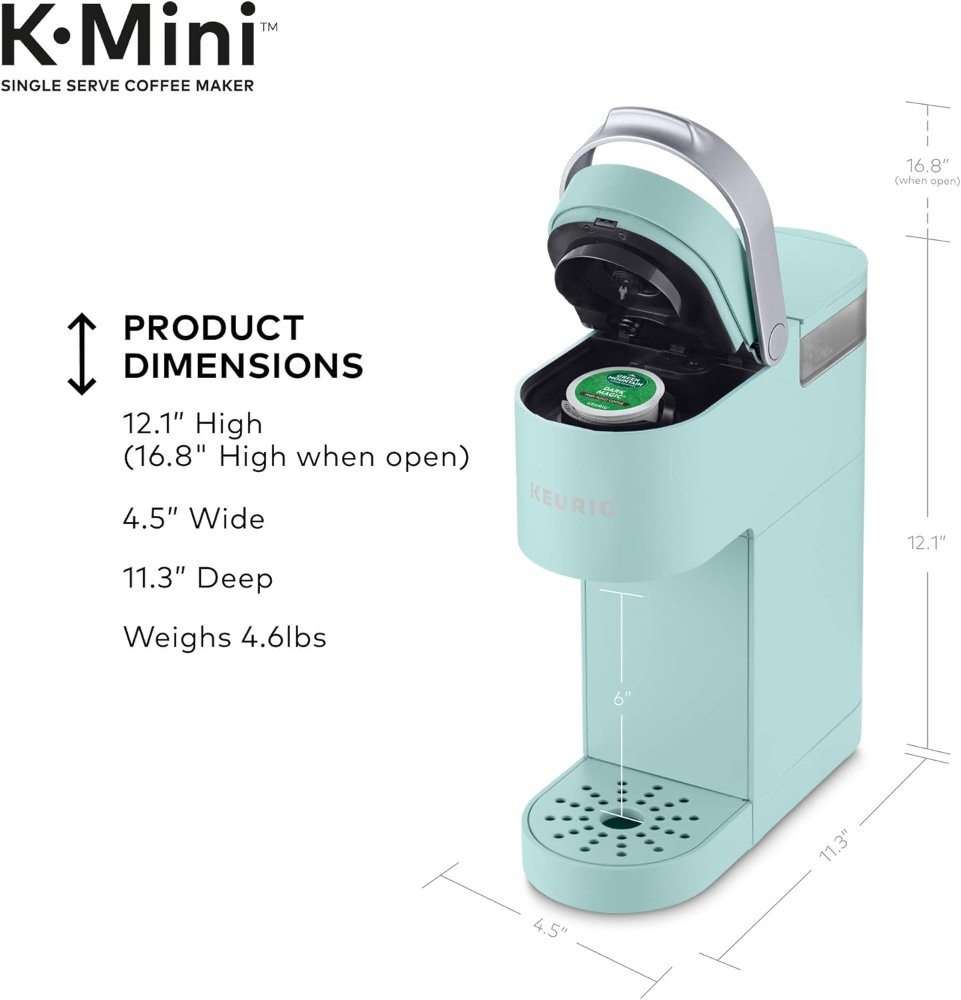 Cafetera Keurig K-Mini de una sola porción, diseño compacto de menos de 5 pulgadas de ancho, prepara 6 a 12 onzas de café, té y más, portátil, ideal para hogar y viajes - Imagen 2