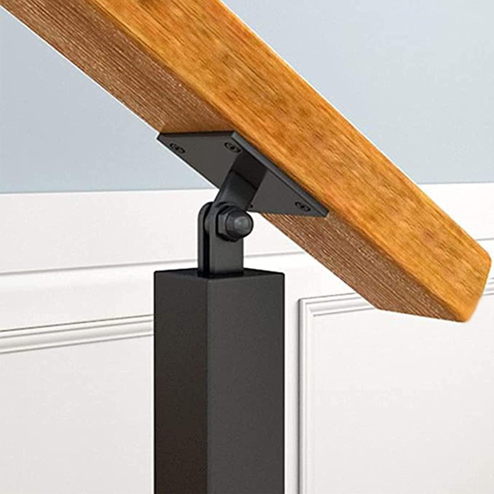Barandilla de escalera ajustable para interiores y exteriores, madera maciza y hierro forjado, para escaleras y entradas, con postes y materiales de montaje incluidos - Imagen 5