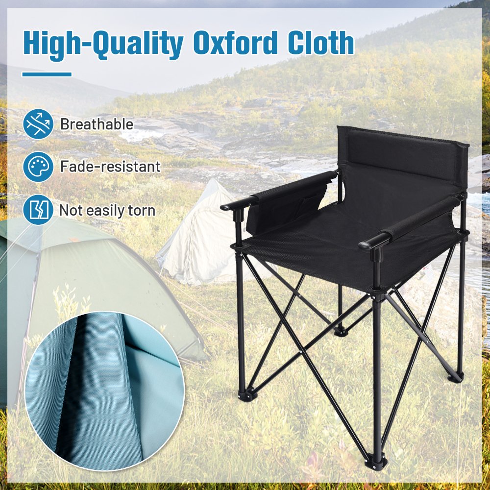 Silla de camping alta y plegable, 38 pulgadas, con reposabrazos desmontables y portavasos, para exteriores, pesca y viajes - Imagen 2