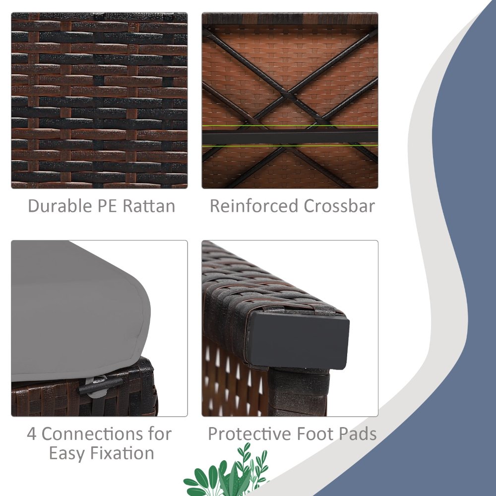 Juego de 2 Otomanas de ratán para exteriores, reposapiés con cojín gris, construcción resistente, para patio, jardín y exteriores - Imagen 4