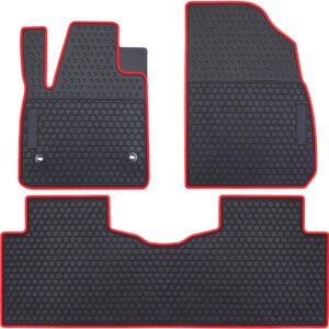 Alfombrillas de coche aptas para Cadillac XT5 2017-2025, GMC Acadia 2017-2023, Chevrolet Blazer 2019-2025 - Forro de goma negro rojo resistente para todo tipo de clima, sin olor