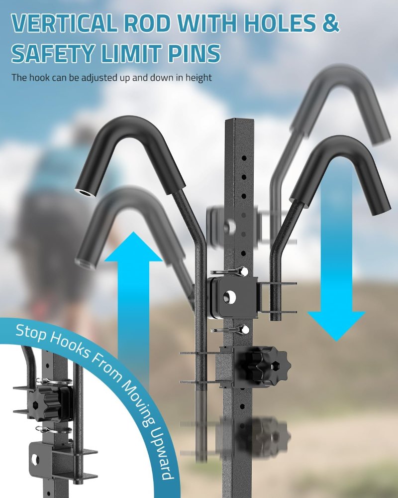 Ebike Rack para enganche de remolque, resistente 2 bicicletas, plegable, para automóvil, SUV, para bicicleta eléctrica, neumático grueso y estándar, receptor de enganche de 2 pulgadas, 200 - Imagen 4