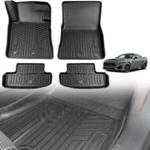 Juego completo de 3 alfombrillas para Ford Mustang 2024 2025 con protección completa de primera y 2ª fila para todo tipo de clima, elastómero termoplástico antideslizante, ajuste perfecto