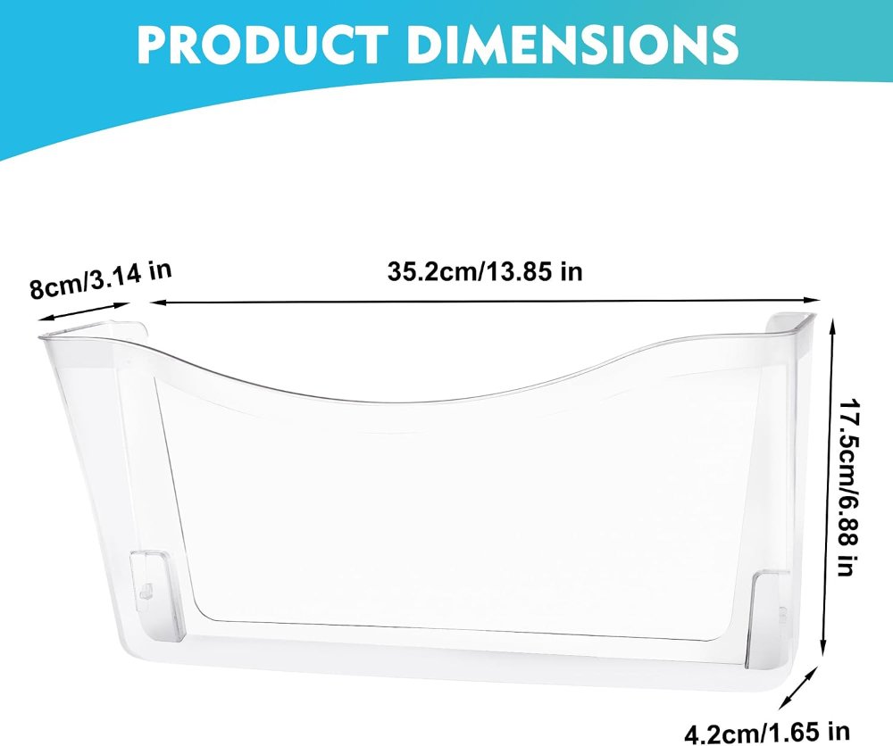 Paquete de 4 organizadores transparentes para colgar archivos de un solo bolsillo, soporte de plástico para revistas, correos de papel, contenedores montados para oficina, escuela y hogar - Imagen 4