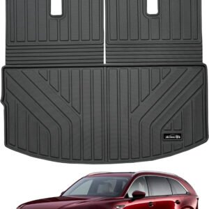 Revestimientos de carga grandes para Mazda CX90 CX-90 2024 2025 (solo aptos para 6 asientos) (no aptos para 7 y 8 asientos), protección para todo tipo de clima de TPE con tapete para el maletero