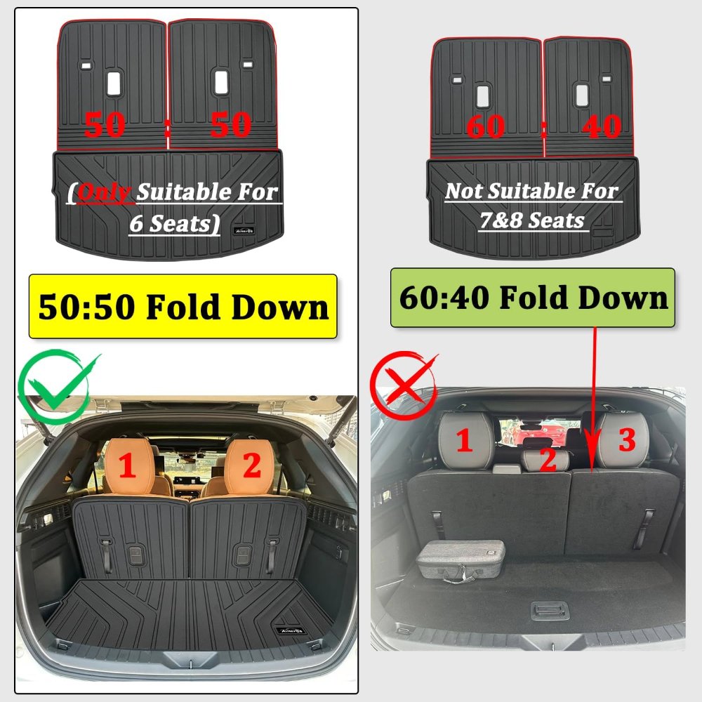 Revestimientos de carga grandes para Mazda CX90 CX-90 2024 2025 (solo aptos para 6 asientos) (no aptos para 7 y 8 asientos), protección para todo tipo de clima de TPE con tapete para el maletero - Imagen 4