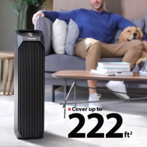 Toshiba purificador de aire compatible con Alexa, color negro, con cable eléctrico, filtros HEPA y carbón activado, ideal para habitaciones medianas a grandes (aprox. 20,6 m²). Peso: 3,33 kg.