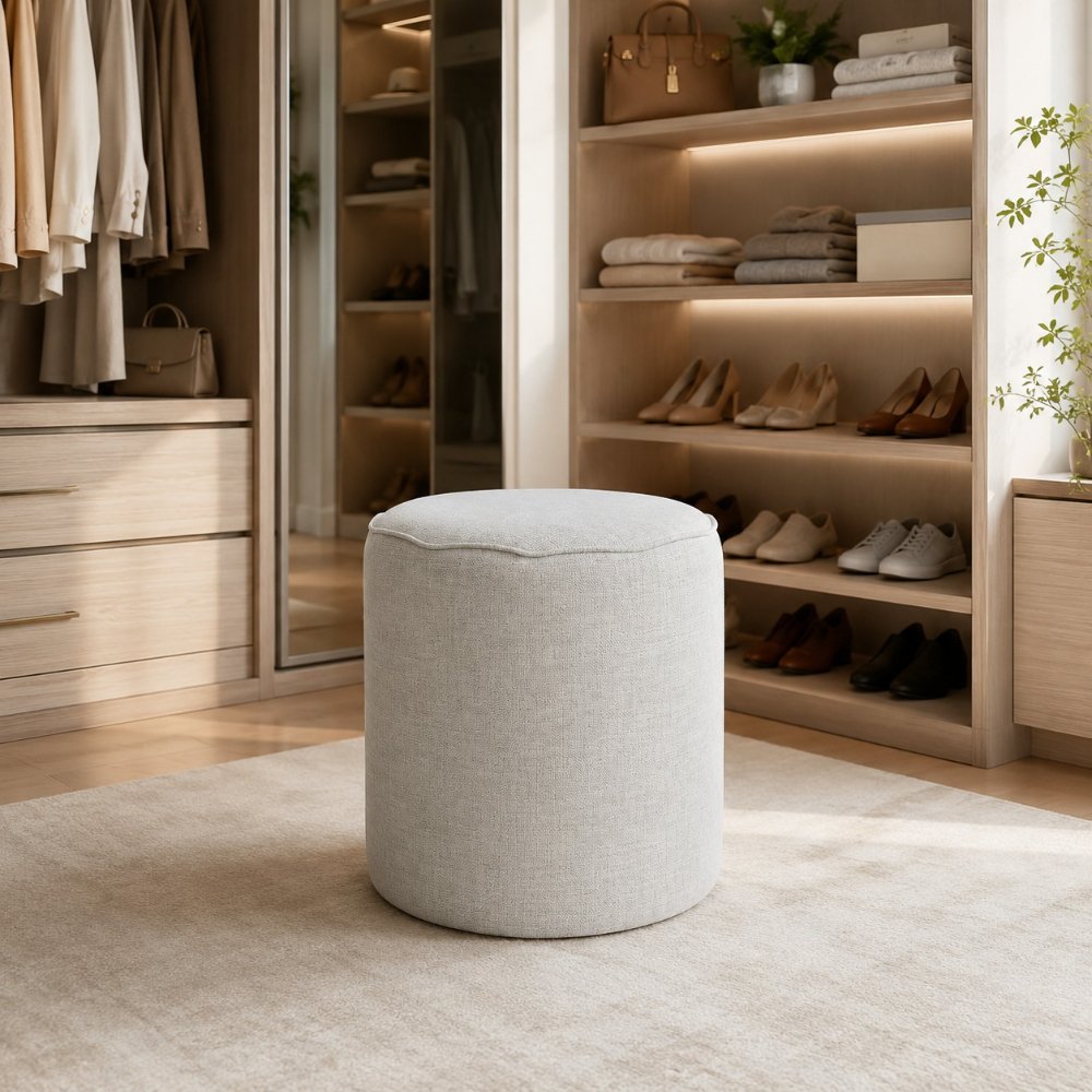 Otomano Colección Cottage Festoneado, tapizado en lino, para sala de estar, dormitorio y recibidor