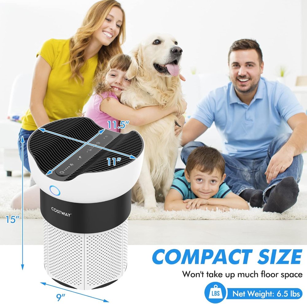 Purificador de aire COSTWAY para oficina y hogar, cubre hasta 1300 pies cuadrados, filtro H13 True HEPA, elimina caspa de mascotas, humo y polvo, con indicador de calidad del aire - Imagen 2