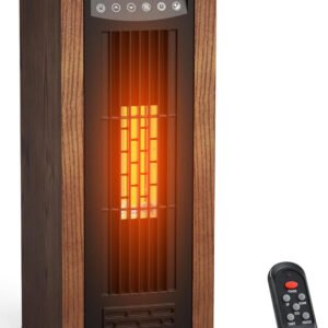 Calentador de espacio infrarrojo Air Choice, portátil, 1500W, control remoto, termostato digital, torre de calefacción rápida y silenciosa, para interiores, color nogal