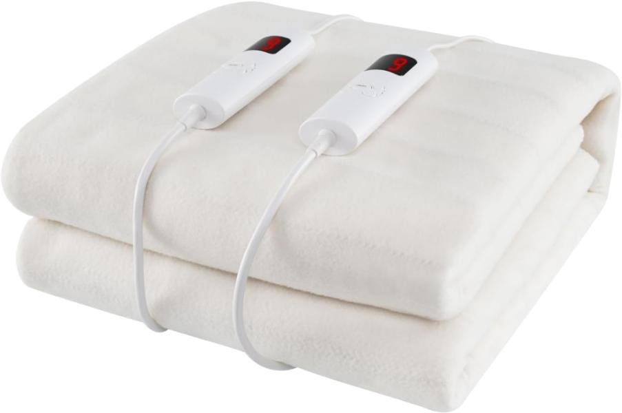 Protector de colchón matrimonial con calefacción, 9 niveles, temporizador 9h, doble zona independiente, lavable a máquina