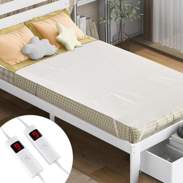 Protector de colchón matrimonial con calefacción, 9 niveles, temporizador 9h, doble zona independiente, lavable a máquina - Imagen 5