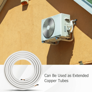 Juego de tuberías de cobre para mini split, 25 pies, 1/4 y 3/8 pulgadas, aislamiento triple capa, alta presión, resistencia al clima, fácil instalación, para HVAC
