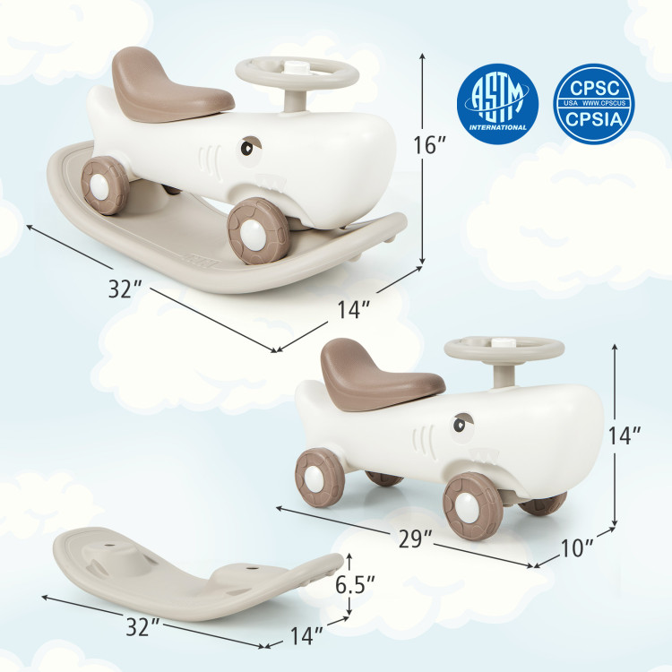 Caballito mecedor convertible y cochecito deslizante con tabla de equilibrio desmontable, 3 en 1, para bebés y niños pequeños, seguro y duradero, para el hogar - Imagen 3