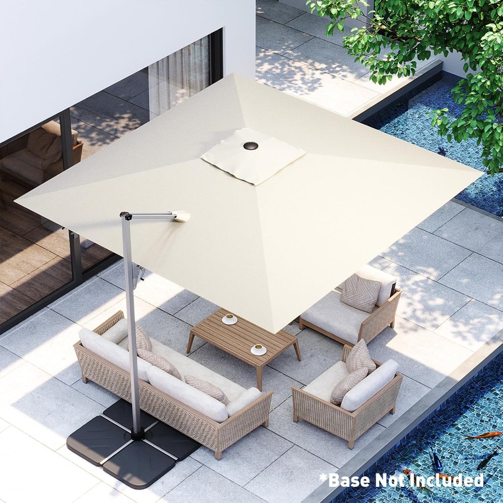 Sombrilla de patio rectangular 10x13 pies, rotación 360°, marco aluminio resistente al viento, impermeable y protección UV, para jardín, piscina y terraza - Imagen 5