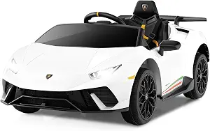 Coche eléctrico infantil Lamborghini Huracán 12V, 2 velocidades, (sin control remoto), suspensión, música, Bluetooth, USB, FM, para niños de 3 a 8 años, 45 minutos de autonomía