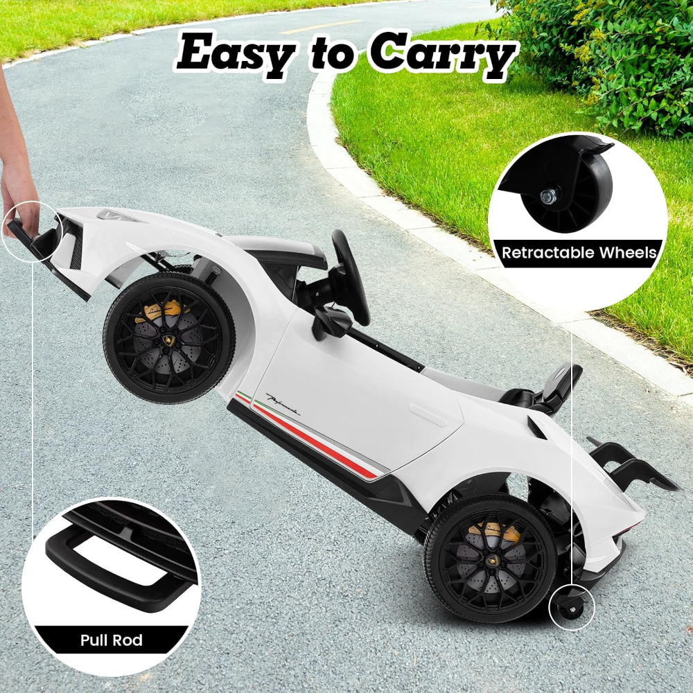 Coche eléctrico infantil Lamborghini Huracán 12V, 2 velocidades, (sin control remoto), suspensión, música, Bluetooth, USB, FM, para niños de 3 a 8 años, 45 minutos de autonomía - Imagen 6