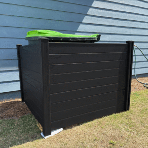 Valla de privacidad para exteriores S AFSTAR, 2 paneles, 48x38 pulgadas, con estacas de metal, decorativa para patio y patio trasero, color negro, Valorado.