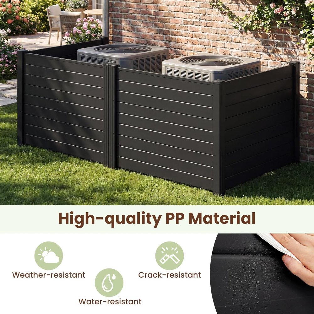 Valla de privacidad para exteriores S AFSTAR, 2 paneles, 48x38 pulgadas, con estacas de metal, decorativa para patio y patio trasero, color negro, Valorado. - Imagen 5