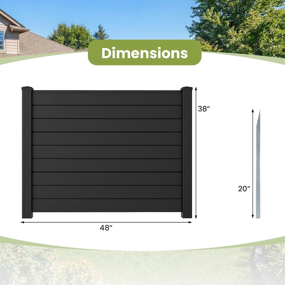 Valla de privacidad para exteriores S AFSTAR, 2 paneles, 48x38 pulgadas, con estacas de metal, decorativa para patio y patio trasero, color negro, Valorado. - Imagen 6