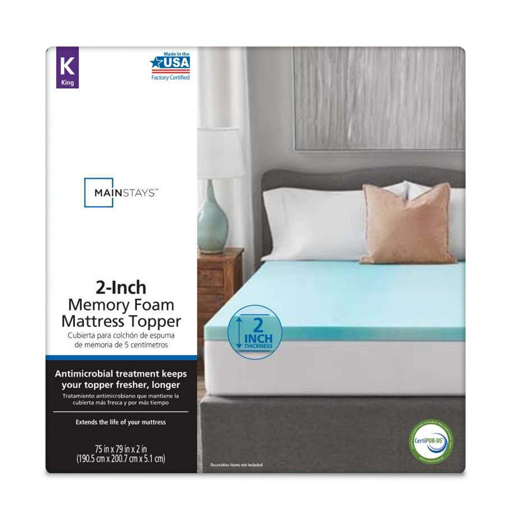 Cubrecama de Memory Foam Mainstays, 2 pulgadas de grosor, tamaño King, con remolino azul, para mayor confort y durabilidad - Imagen 2