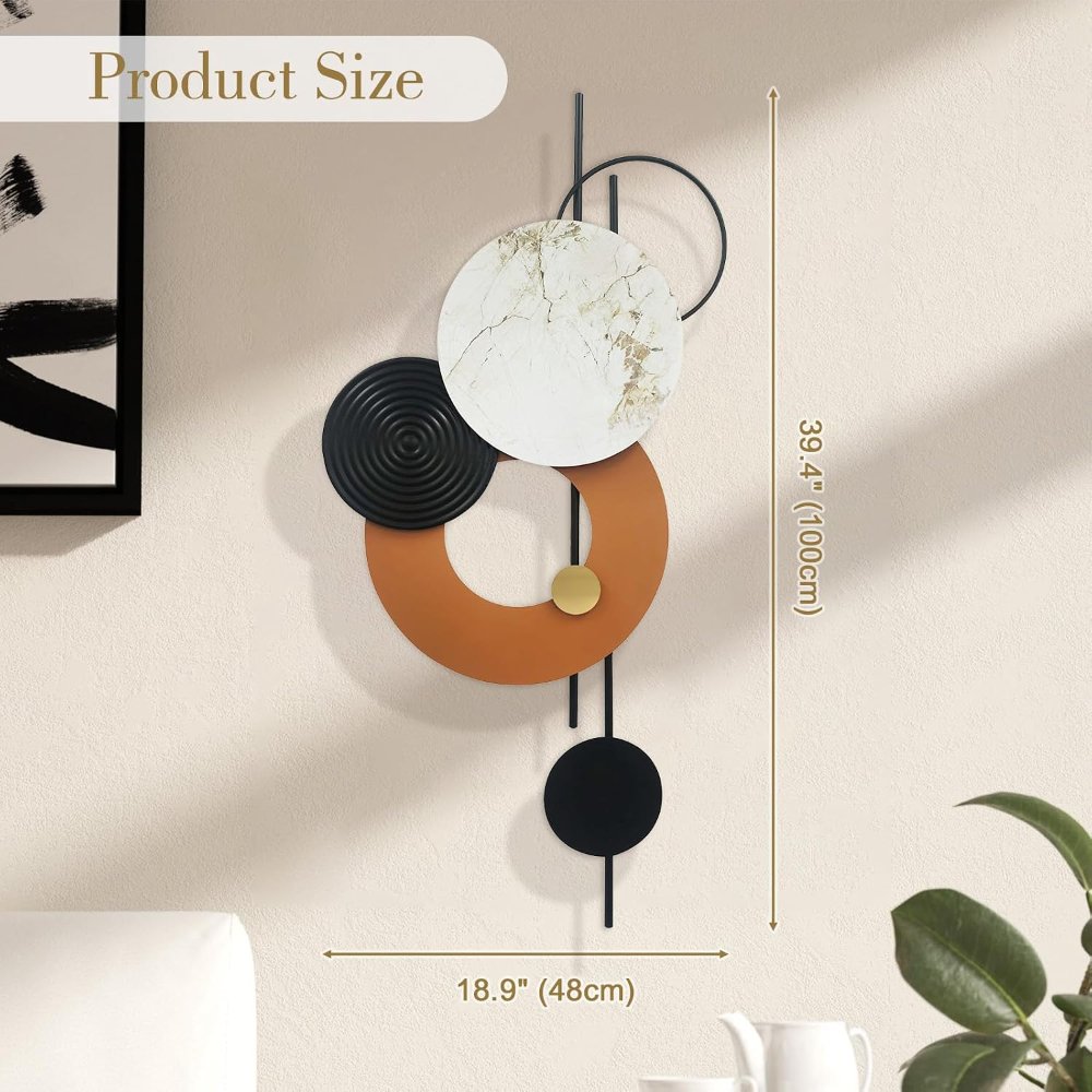 Decoración de pared de metal 3D grande, arte de pared redondo moderno de lujo, escultura colgante para sala de estar, comedor, dormitorio, entrada, oficina, diseño geométrico, estilo contemporáneo - Imagen 6