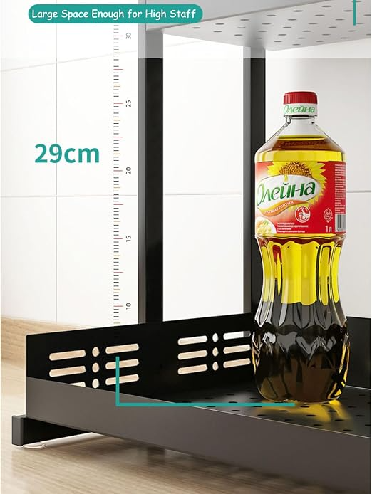 Organizador de especias extraíble Tycom para encimera y armario, soporte de almacenamiento de frascos, organizador de condimentos plegable, para cocina, 2 capas, blanco - Imagen 2