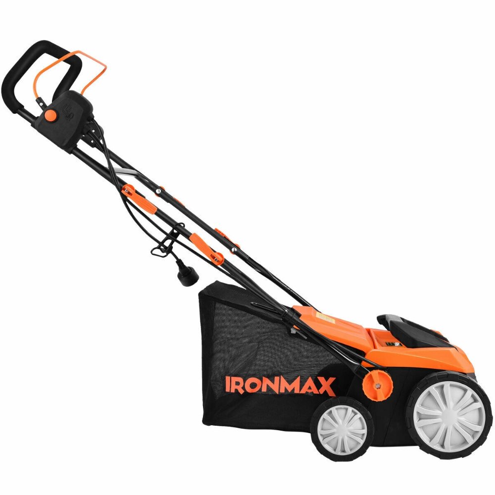 Scarifier eléctrico con cable de 15 pulgadas, 13 amperios, con bolsa de recolección y cuchillas extraíbles, 4 alturas de corte, motor potente, para jardín - Imagen 5