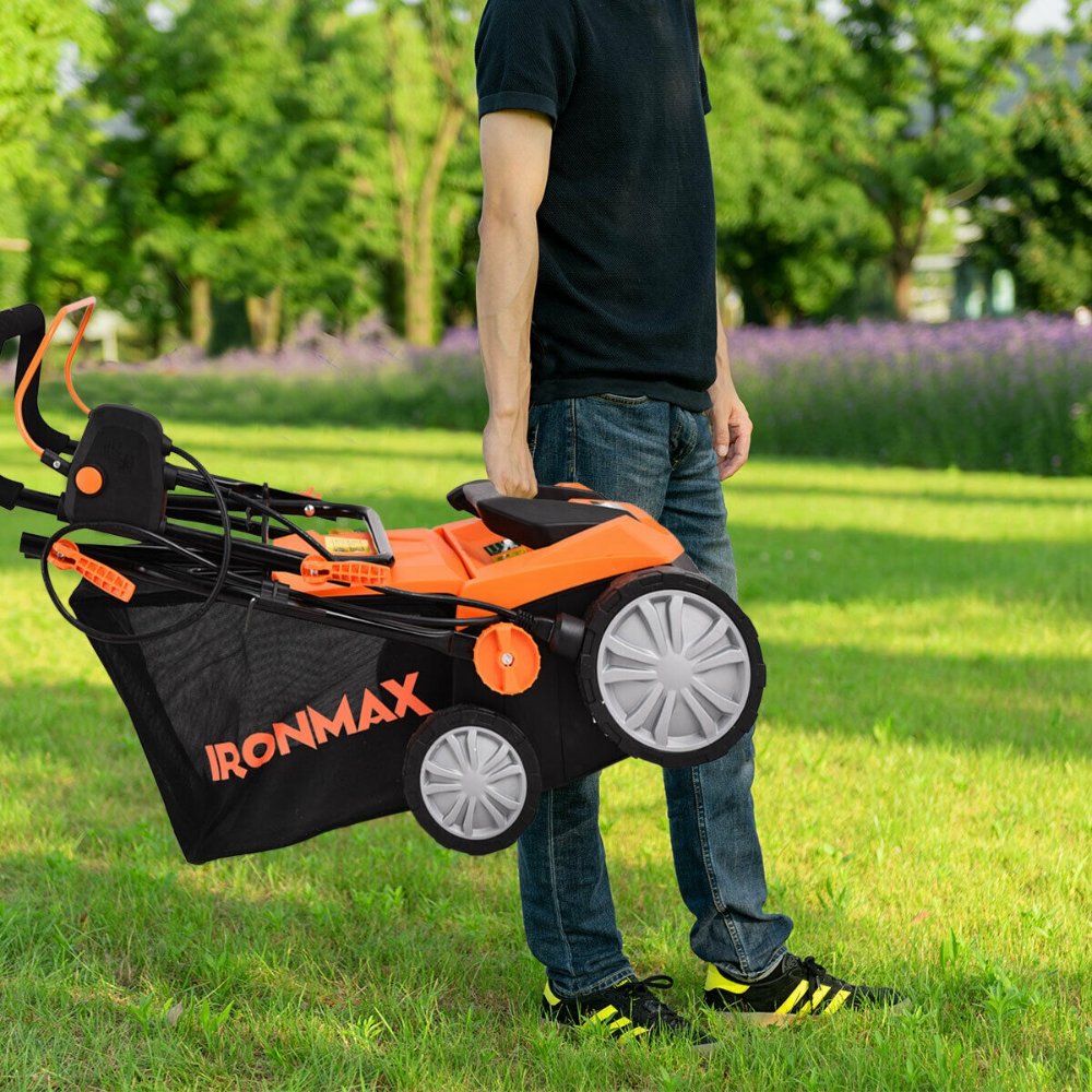 Scarifier eléctrico con cable de 15 pulgadas, 13 amperios, con bolsa de recolección y cuchillas extraíbles, 4 alturas de corte, motor potente, para jardín - Imagen 6