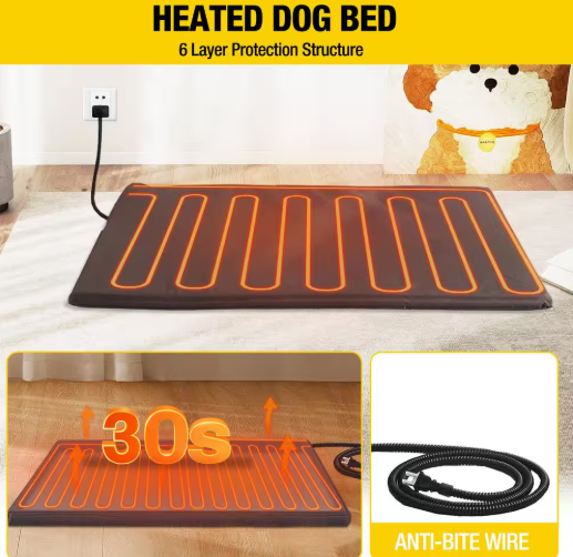 Casa para perros con calefacción, marco de metal reforzado, paneles de madera sólida, techo de asfalto, para exteriores, para todo el año - Imagen 3