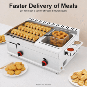 Freidora de propano comercial, 6 litros, acero inoxidable, con cesta extraíble, encimera, control de temperatura, para restaurante y hogar