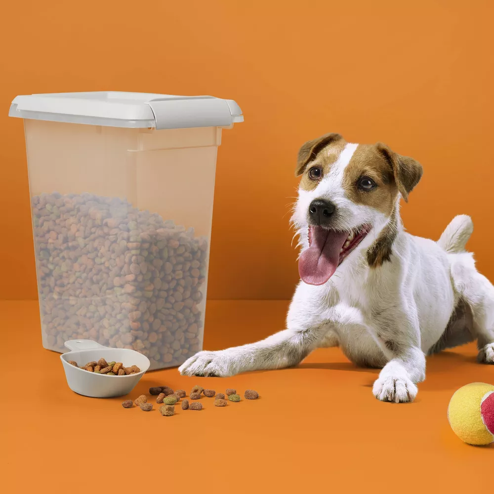Contenedor de Alimento para Mascotas, 8 lbs, con Cuchara Integrada, Portátil, para Hogar